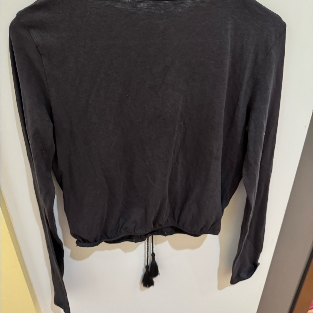 American Eagle Outfitters Charcoal Lace-Up Blouse - Picture 9 of 9